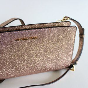 Michael Kors Rose Gold/Champagne Convertible Clutch and Cross Body Purse